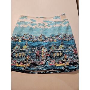 Talbots Woman Pencil Skirt Venice Italy Canal Cityscape Scene Lined Size 16W(978